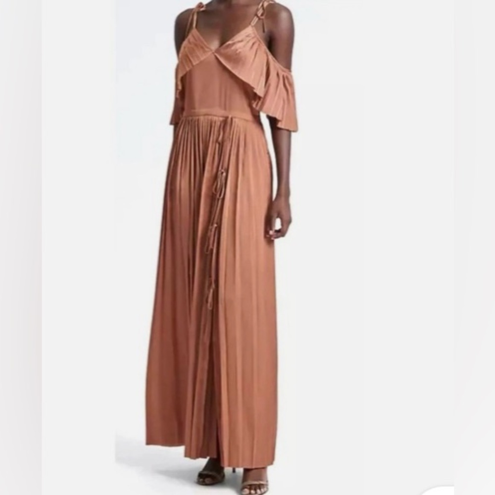 Banana Republic Rust Brown Off-Shoulder Maxi Dress